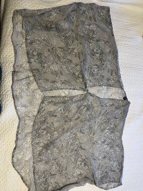 Sheer Floral Kimono Cover-Up in Light Gray